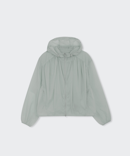 Womens Sheer Volume Windbreaker Jacket [Light Gray]