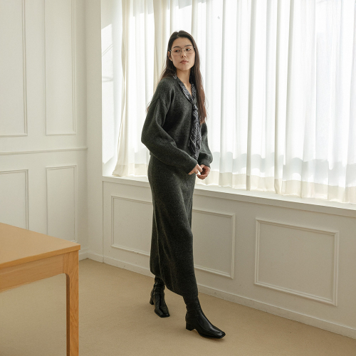 LS_Silk scarf knit two-piece set_2color