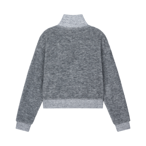 SYMBOL HAIRY KNIT ZIP-UP_M.GREY