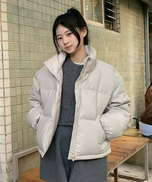 Укороченный пуховик Curved [LIGHT BEIGE]
