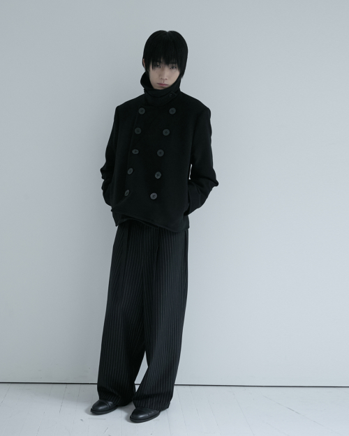 BELTED CURVED SLACKS (STRIPE)