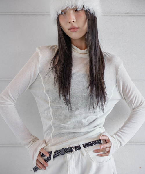 WOOL BLENDED POLA T-SHIRT, IVORY