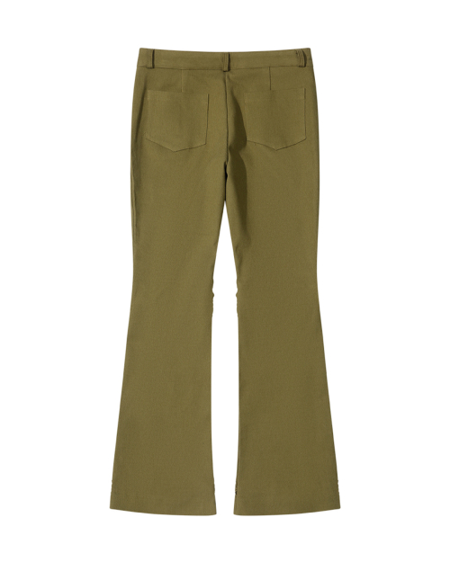 SHIRRING BOOT-CUT PANTS (OLIVE)
