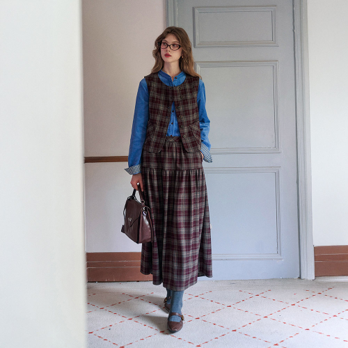 SR_Brushed plaid vest