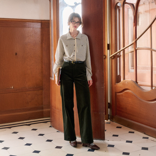 SR_Contrast corduroy pants_2color