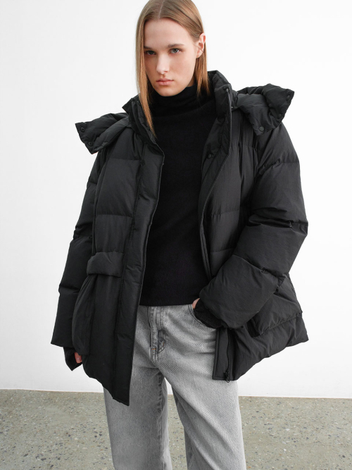 (JP-583)DUCK DOWN HOODY HALF PADDING
