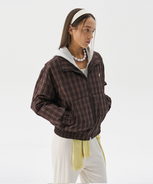 Padded Check Anorak Jumper_Brown (утепленный анорак)