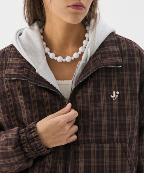 Padded Check Anorak Jumper_Brown (утепленный анорак)