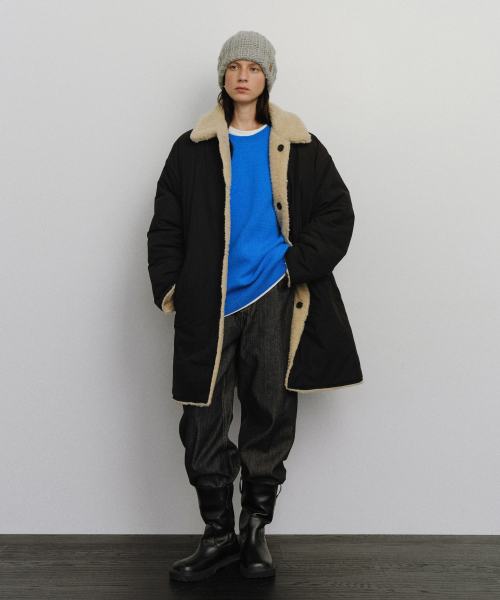 Reversible shearing padded coat_Black