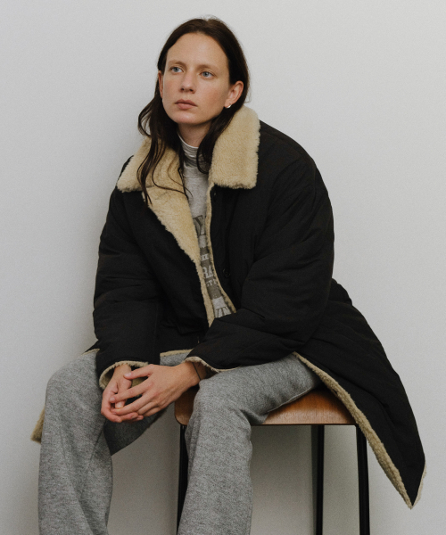 Reversible shearing padded coat_Black