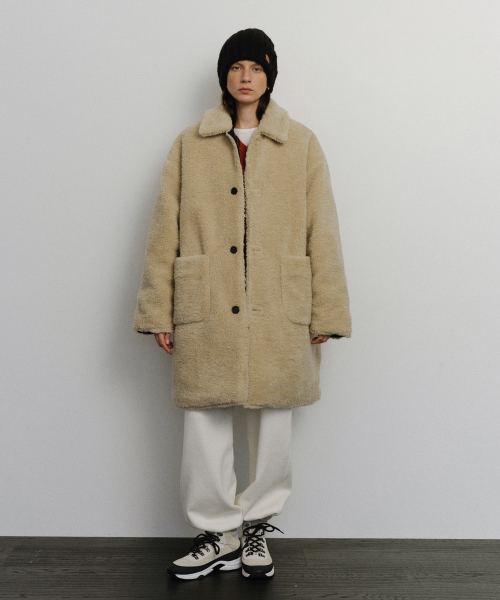 Reversible shearing padded coat_Black