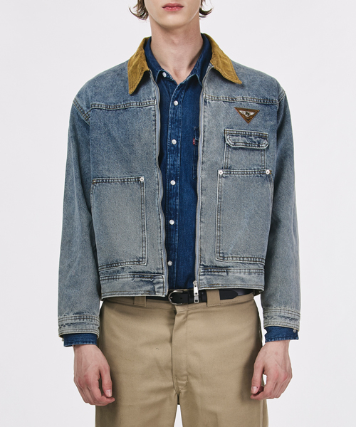 Brown Neck Denim Jacket
