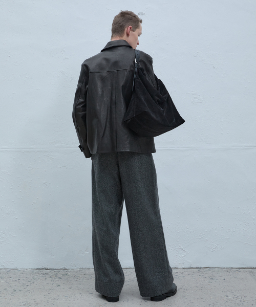 Cow Suede Shoulder bag (Dark Brown/Black)