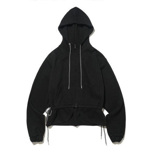Side String Hoodie zip-up Black