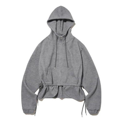 Side String Hoodie zip-up Gray