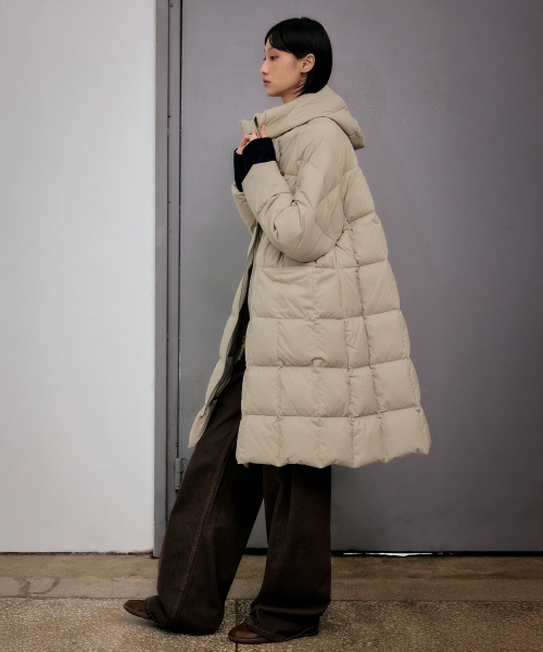Длинный пуховик гусиный пух wide fit [Beige]