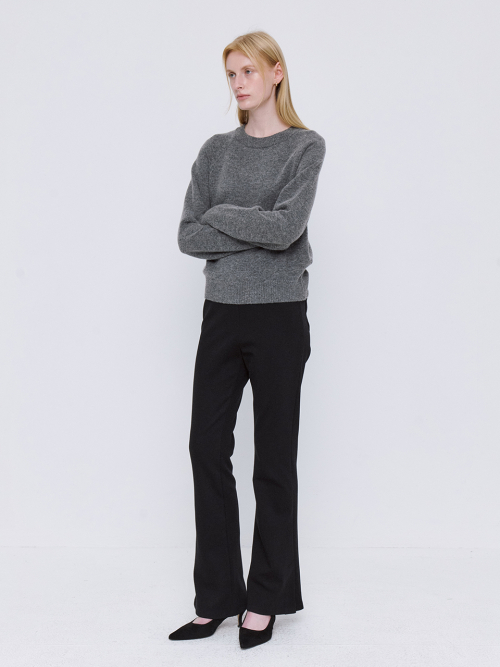 Soft Fleece Semi Bootcut Pants - Black