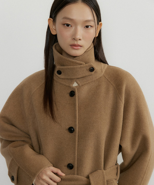handmade cashmere balmacan coat-camel