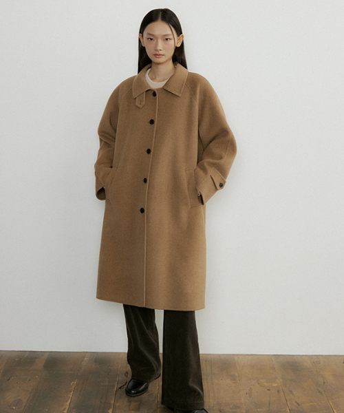 handmade cashmere balmacan coat-camel