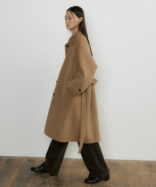handmade cashmere balmacan coat-camel