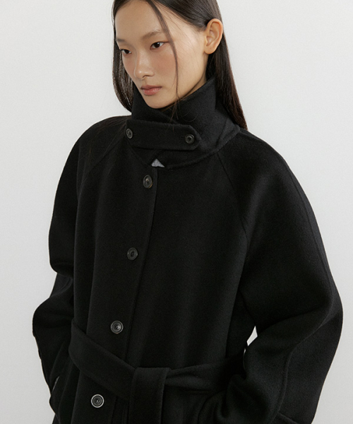 handmade cashmere balmacan coat-black