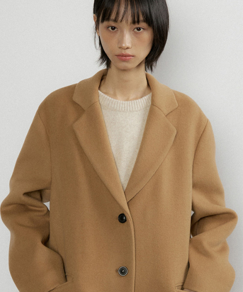 cashmere single long coat-camel
