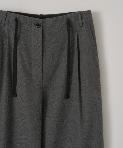 w. Yark wool Tie-up Easy Pants (Heather Charcoal)