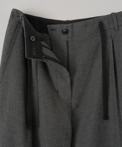 w. Yark wool Tie-up Easy Pants (Heather Charcoal)