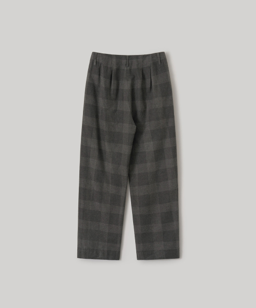 w. Yark wool Tie-up Easy Pants (Charcoal Check)