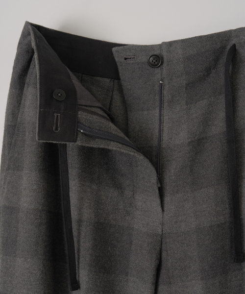 w. Yark wool Tie-up Easy Pants (Charcoal Check)