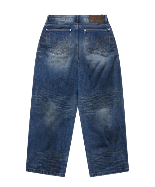 MUSINSA | AAKAM Chain Graphic Denim Pants (Blue)