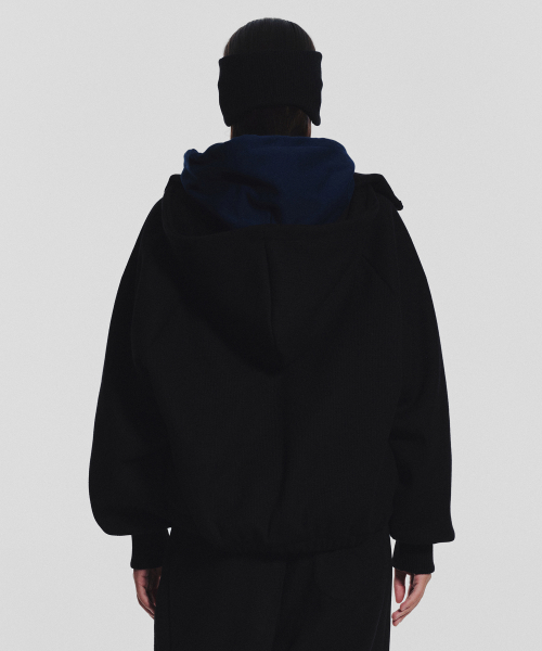 Waffle Mink Daily Hooded Zip Up_Black