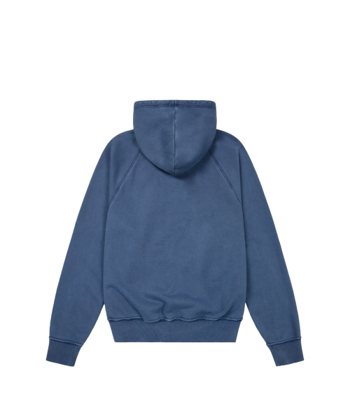 Pigment Dyed Cross Zip-Up Hoodie (Blue)