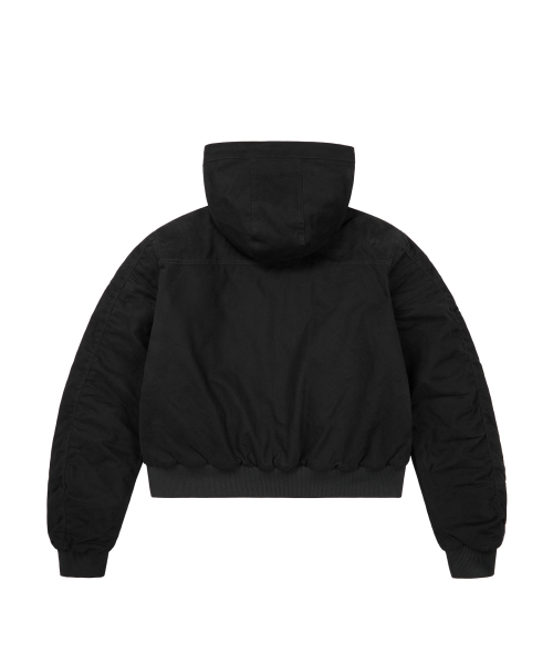 Button Placket Cotton Ma-1 Jacket (Black)