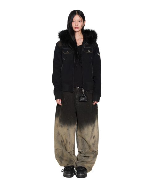 Fur Camo Contrast Jacket (Black)