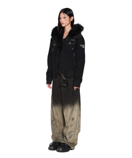 Fur Camo Contrast Jacket (Black)