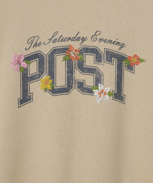 Flower Post Graphic Sweat Shirt_Beige