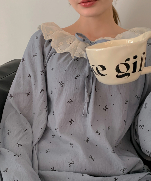 Mono Ribbon Dot Pajamas Set