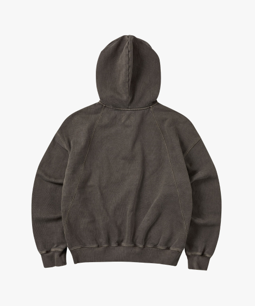 Плотное худи на пуговицах с пигментным окрасом Charcoal Brown : RADIANT154