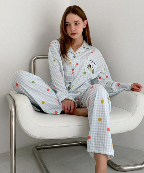 Puppy Dot Pajamas Set