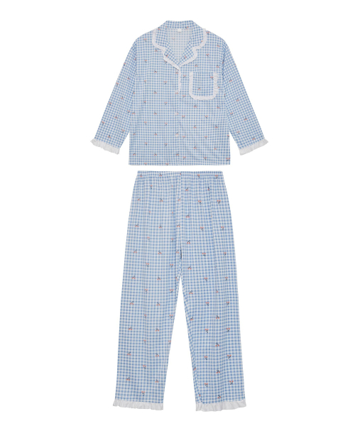 Sweet Cherry Check Pajamas Set (2colors)