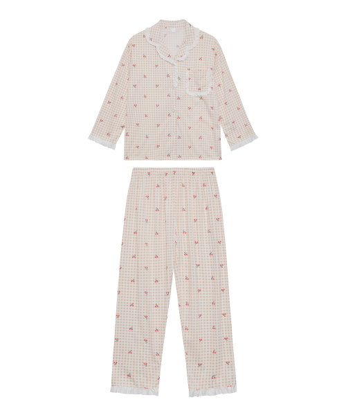 Sweet Cherry Check Pajamas Set (2colors)
