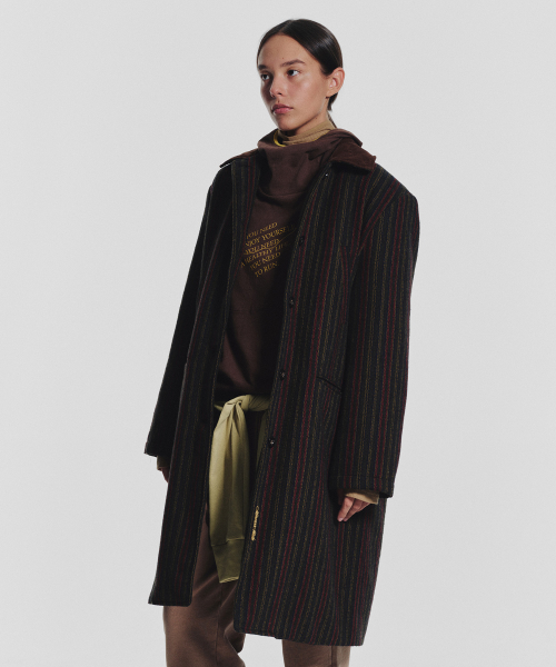 Striped Classic Long Coat_Green
