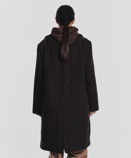 Striped Classic Long Coat_Green
