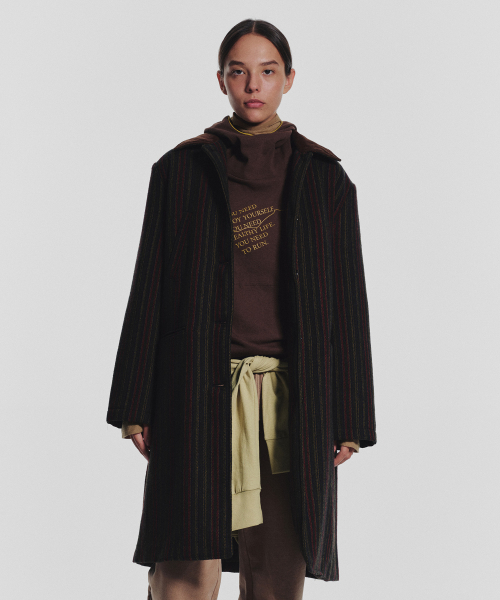 Striped Classic Long Coat_Green