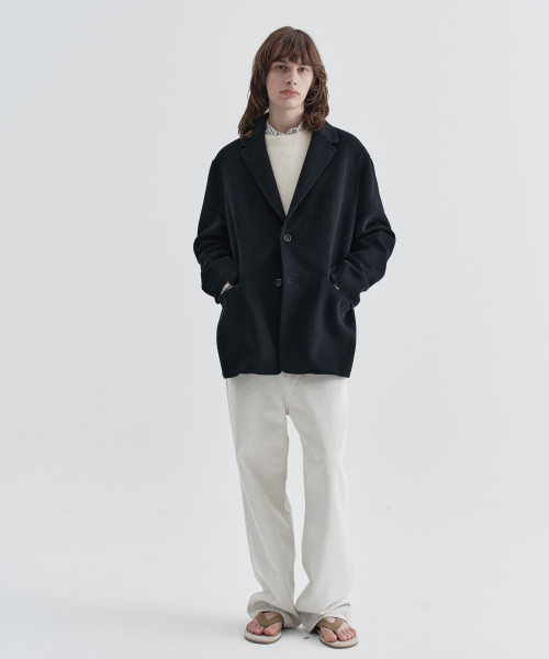 Cashmere Blend Handmade Single Jacket_Black