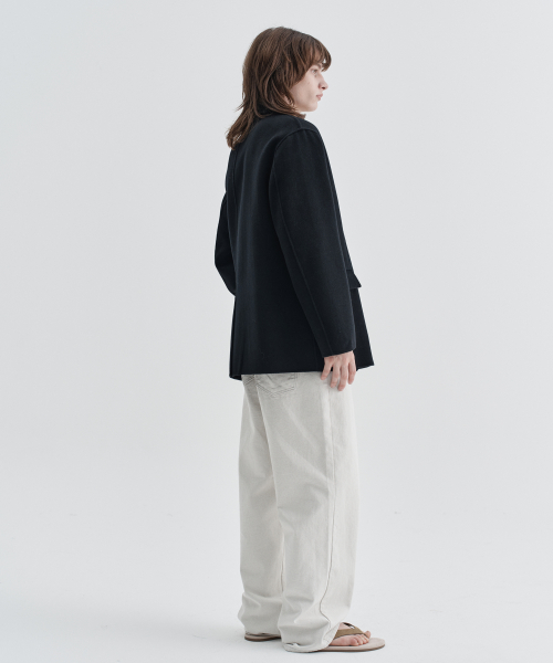 Cashmere Blend Handmade Single Jacket_Black