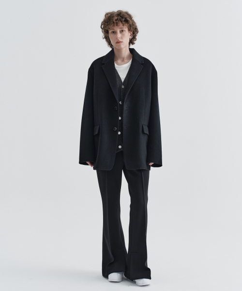 W Cashmere Blend Handmade Single Jacket_Black
