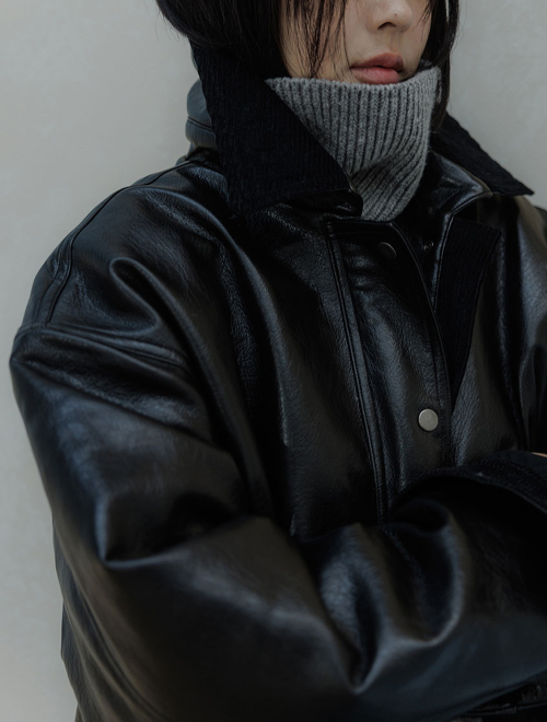 Monet Crack Leather Corduroy Jacket