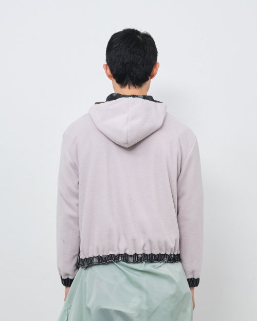 UNBALANCED FLEECE ANORAK HOODIE (LIGHT GREY)
